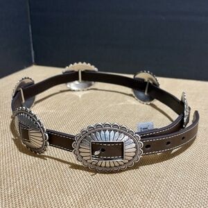 NWT Nocona Women Leather Western Concho Belt M (31 - 35) Cowgirl Rodeo Sunburst